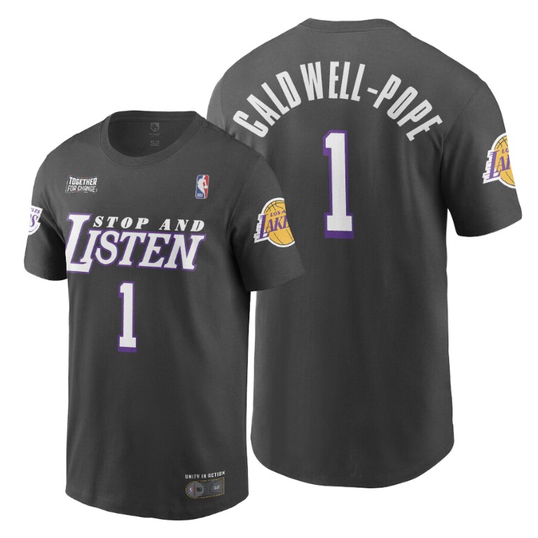 Men's Los Angeles Lakers Kentavious Caldwell-Pope #1 NBA Civil Justice Together For Change Black Basketball T-Shirt ICB8383IP